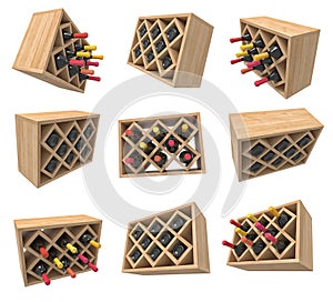 Variety of angles of a modern wine rack