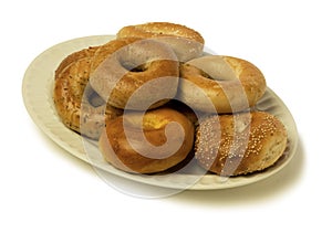 Variety of Bagels on a Platter