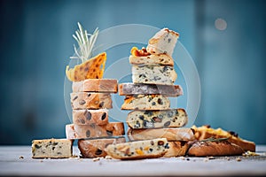 variety of bake bread with nutritional tags near them