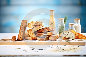 variety of bake bread with nutritional tags near them