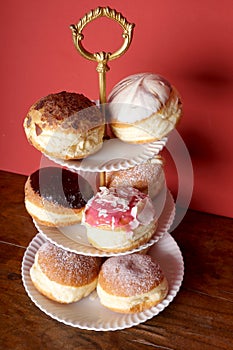 Variety of Bavarian doughnuts