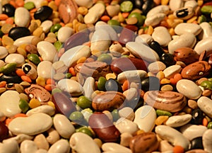 Variety of beans, legumes, peas