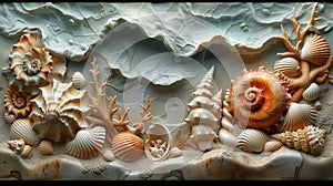 variety of beautiful seashells close-up