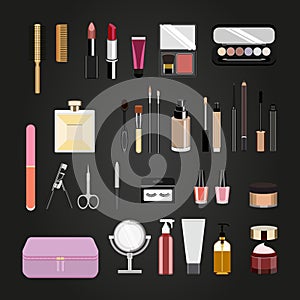 Variety of beauty cosmetics set