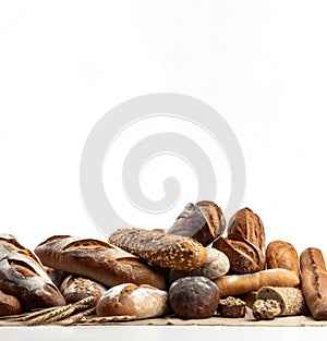 A Variety of Bread Loaves with White Space for Text
