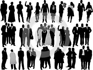 Variety business people silhouettes