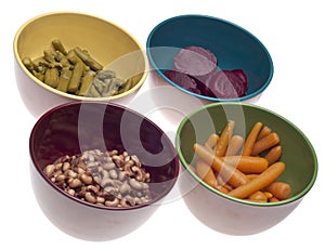 Variety of Canned Vegetables in Bowls