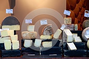 Variety of cheese on display at Borough Market photo