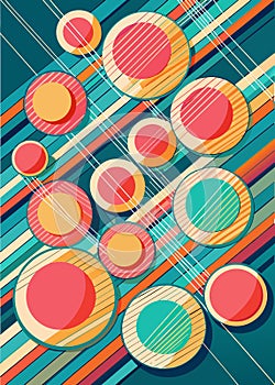A variety of circles with different sizes and colors overlap across a background