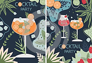 Variety of cocktails in flat style. This collection features a range of classic alcoholic and non-alcoholic beverages in