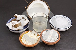 Variety of coconut products
