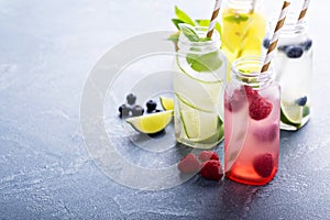 Variety of cold drinks in bottles