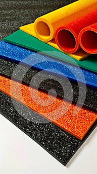A variety of colored rubber mats