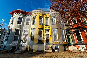 Variety of Colorful Row Homes in Hampden, Baltimore Maryland photo