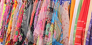 Variety of colourful scarves