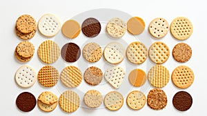 variety crackers white background