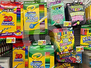 boxes of Crayola Markers on a store shelf