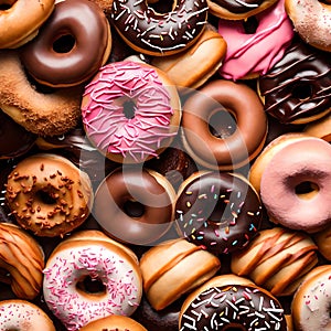 Variety of delicious doughnuts - ai generated image