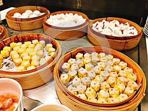 Variety dim sum buffet of the hotel.