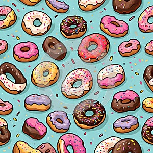 Variety doughnut illustration background - ai generated image