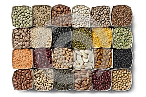 Variety of dried beans and lentils