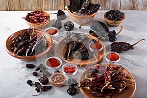 variety of dried chili peppers, chile photo