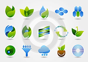 A variety of eco-energy-related icons