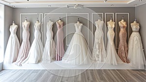 Variety of Elegant Wedding Dresses on Display