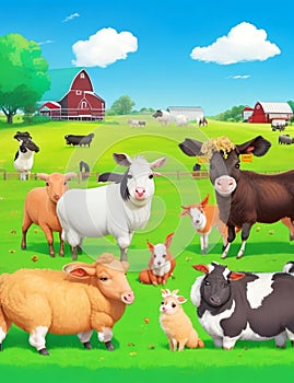 Variety of farm animals.