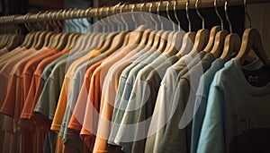 Variety of Fashionable Clothing Hanging in Department Store generated by AI