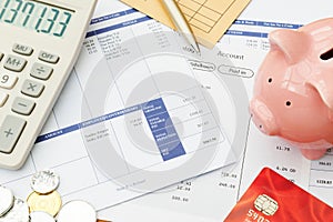 Variety Of Financial Objects Arranged On Wage Slip