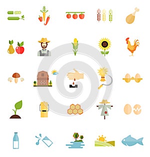 Variety Flat Style Farm Organic Food Icon