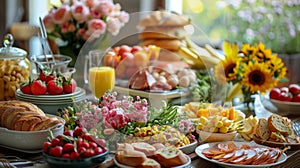 Variety of food in self-service restaurant, close-up