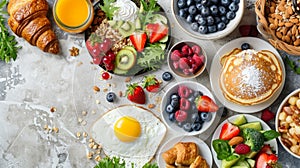 Variety of food in self-service restaurant, close-up