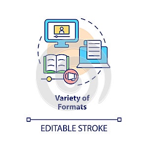Variety of formats concept icon