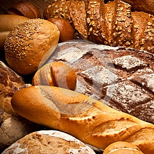 Variety of fresh breads photo