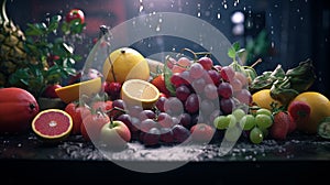 Fresh Fruits in Rainy Ambiance