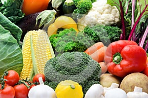 Variety of fresh colorful vegetables