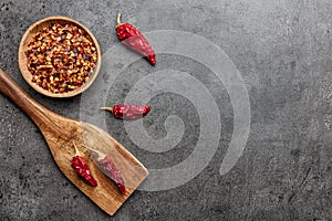 Variety of fresh and dried chili peppers