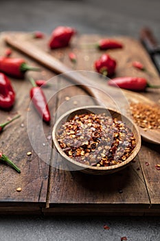 Variety of fresh and dried chili peppers