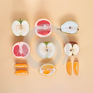 Variety of fresh fruits arranged in an aesthetically pleasing composition
