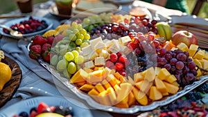 A variety of fresh fruits and arranged in a visually pleasing manner adding a burst of colors and flavors to the