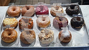 Variety of freshly baked doughnuts