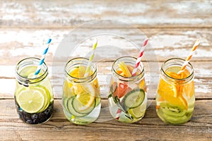 Variety of fruit infused detox water