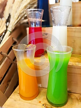 Variety of fruit soft drinks