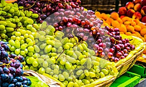 A Variety of Grapes at an outdoor Supermarket in San Francisco California