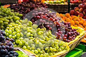 A Variety of Grapes at an outdoor Supermarket in San Francisco California