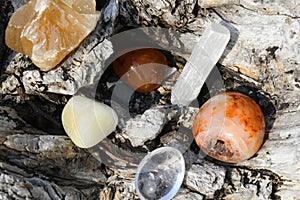 Variety of Healing Crystals Close Up