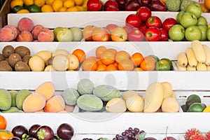 A variety of healthy fresh exotic fruit at the market