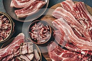 Variety of high fat meat products